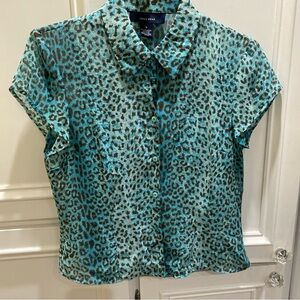 Y2k Jones Wear Women's Turquoise Leopard Print Blouse & Strappy Cami